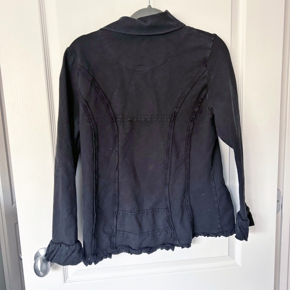 Neon Buddha black button front ruffle jacket Size M - Picture 3 of 12